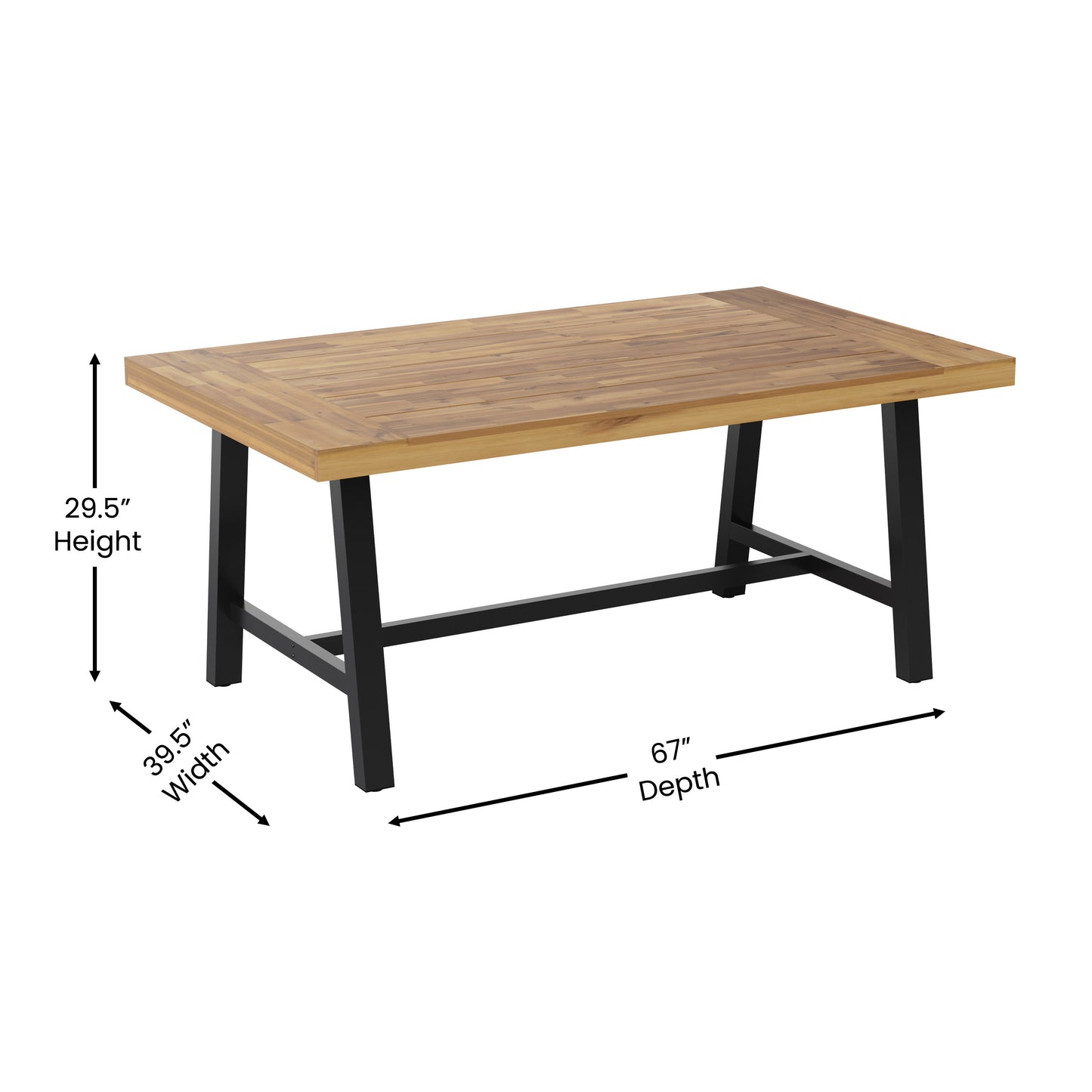 NAT/BK Acacia Wood Patio Table TT-TT01122-1A-NAT-GG