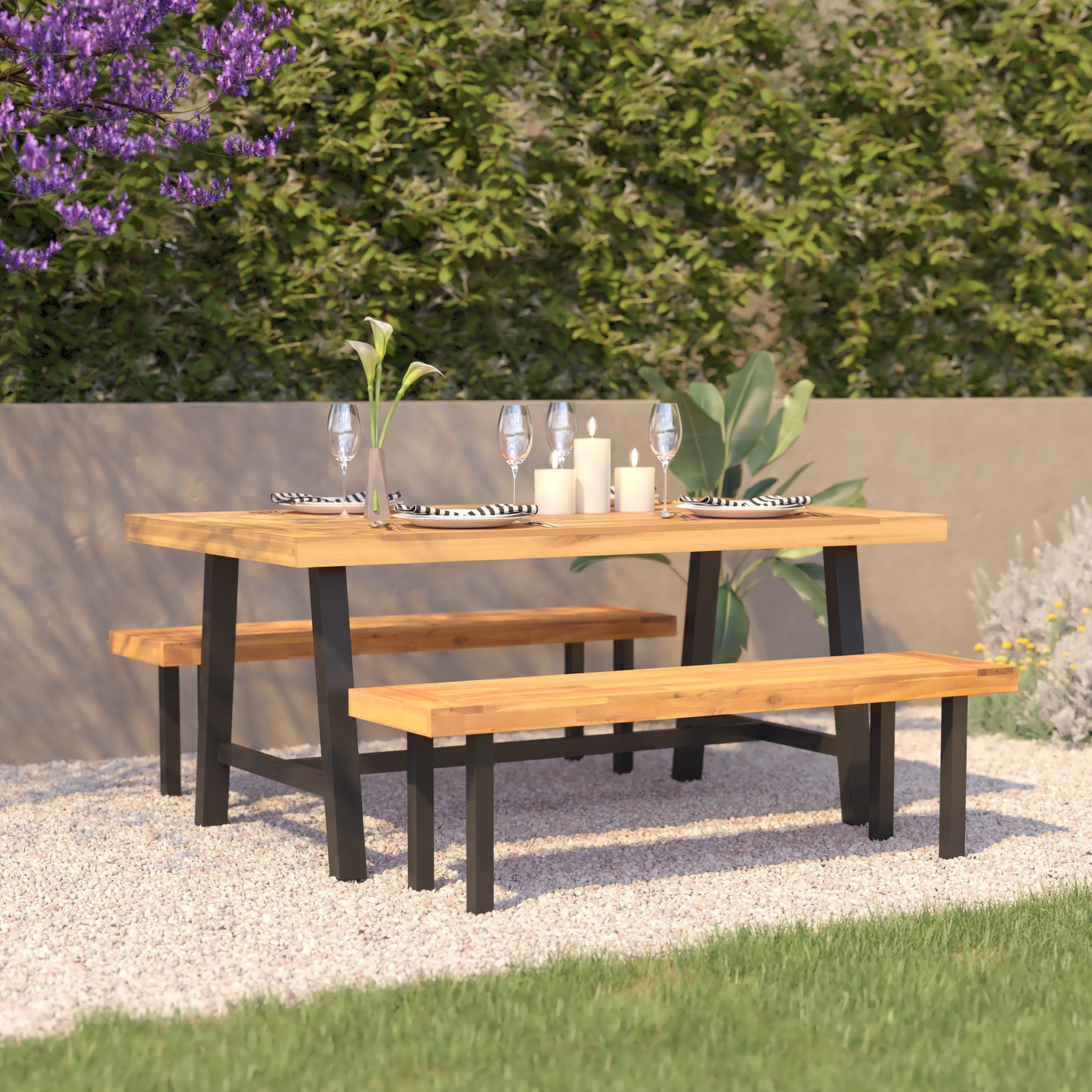 NAT/BK Acacia Wood Patio Table TT-TT01122-1A-NAT-GG