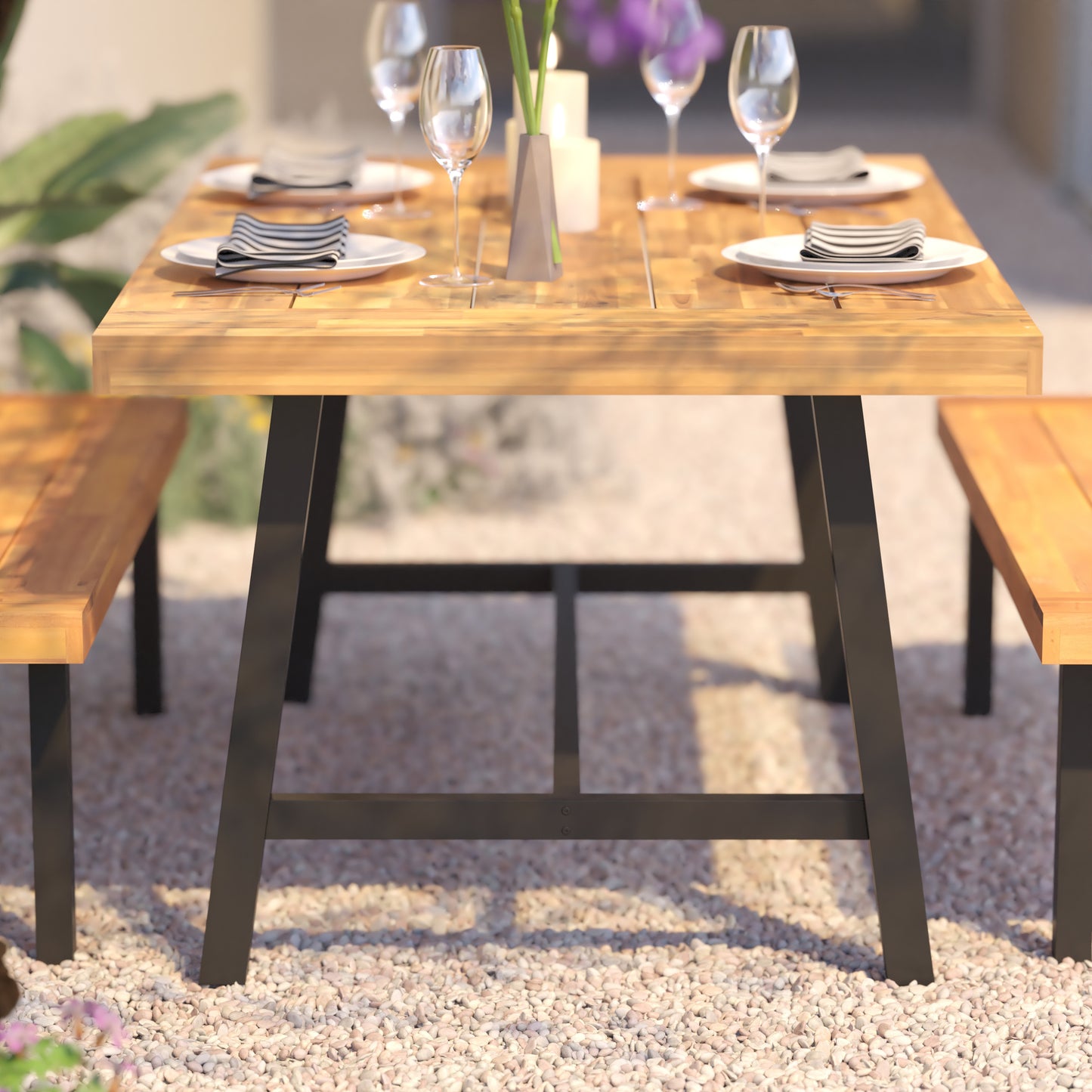 NAT/BK Acacia Wood Patio Table TT-TT01122-1A-NAT-GG