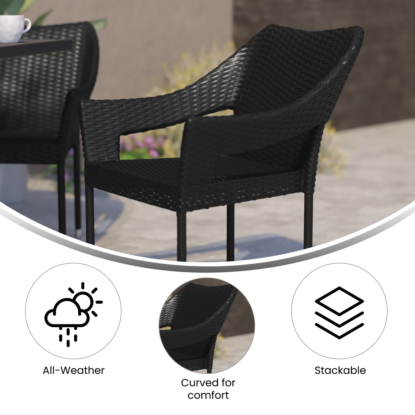 Black Patio Stack Chair TT-TT02-BK-GG