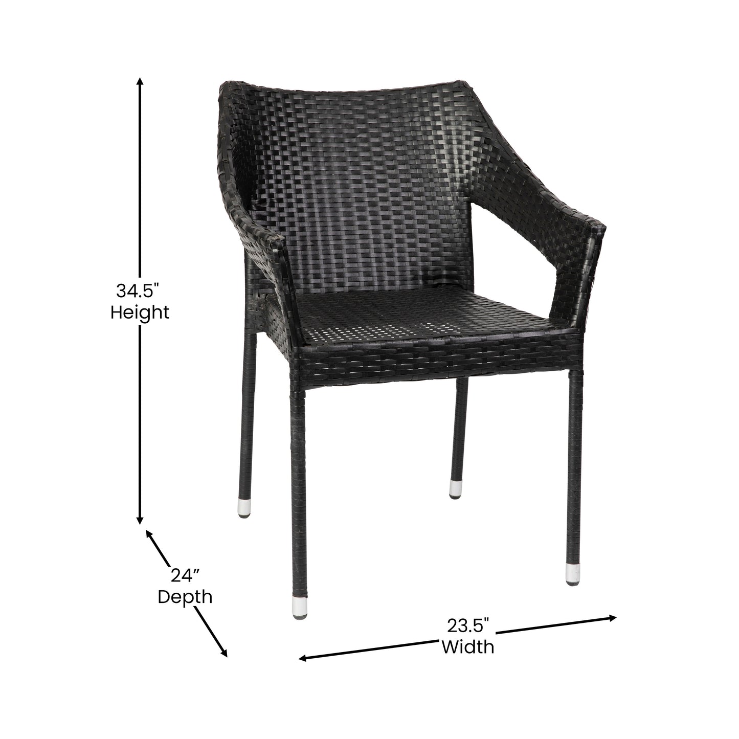 Black Patio Stack Chair TT-TT02-BK-GG