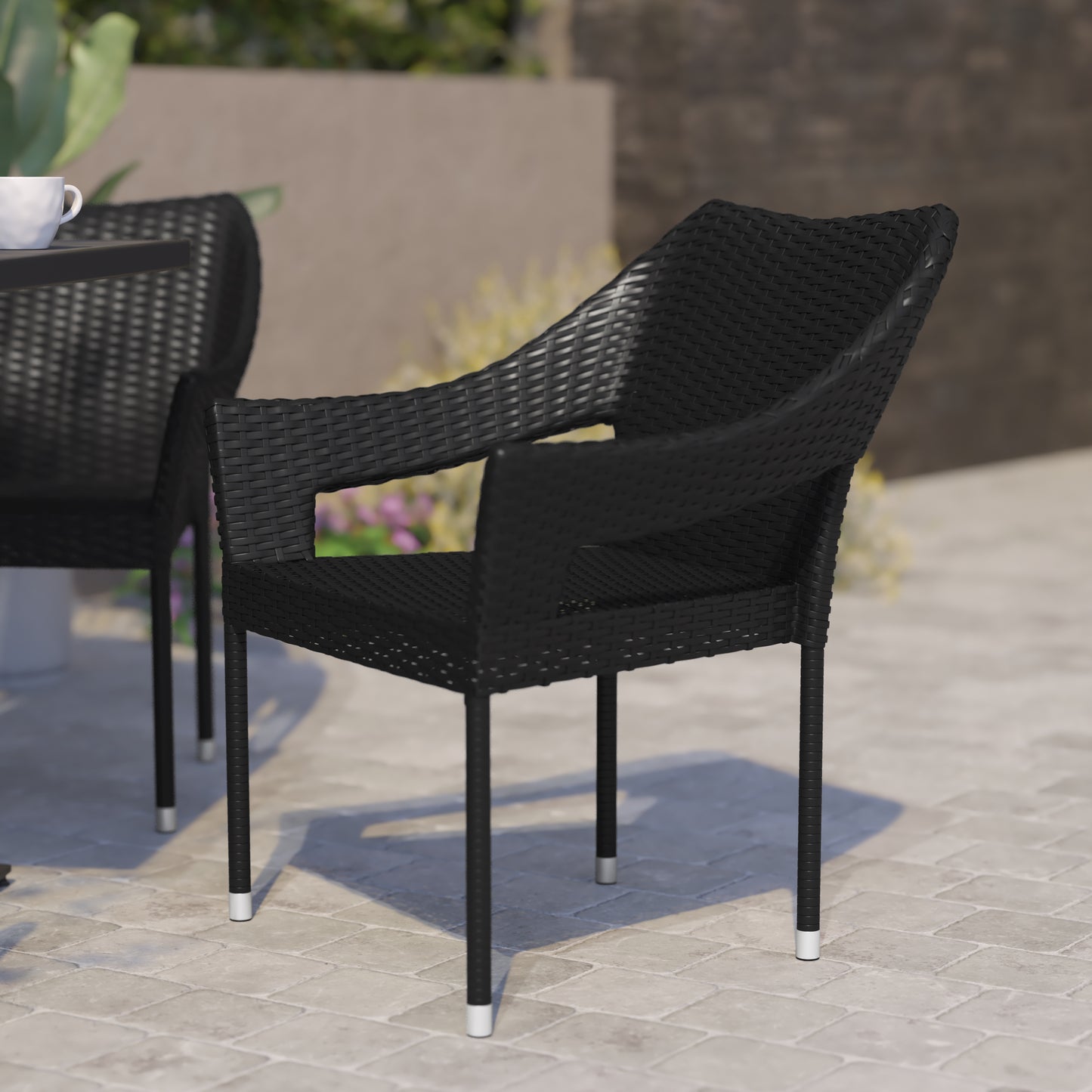 Black Patio Stack Chair TT-TT02-BK-GG