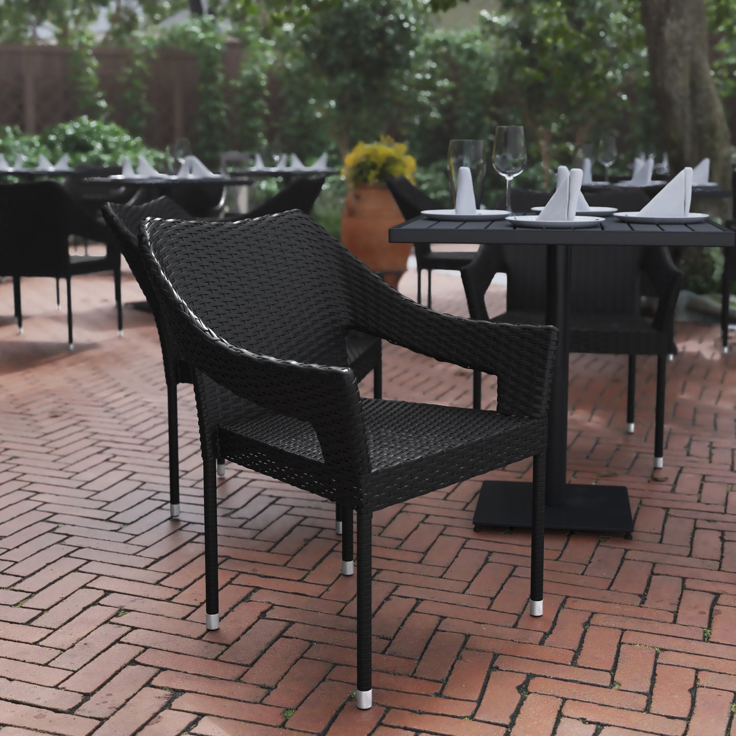 Black Patio Stack Chair TT-TT02-BK-GG