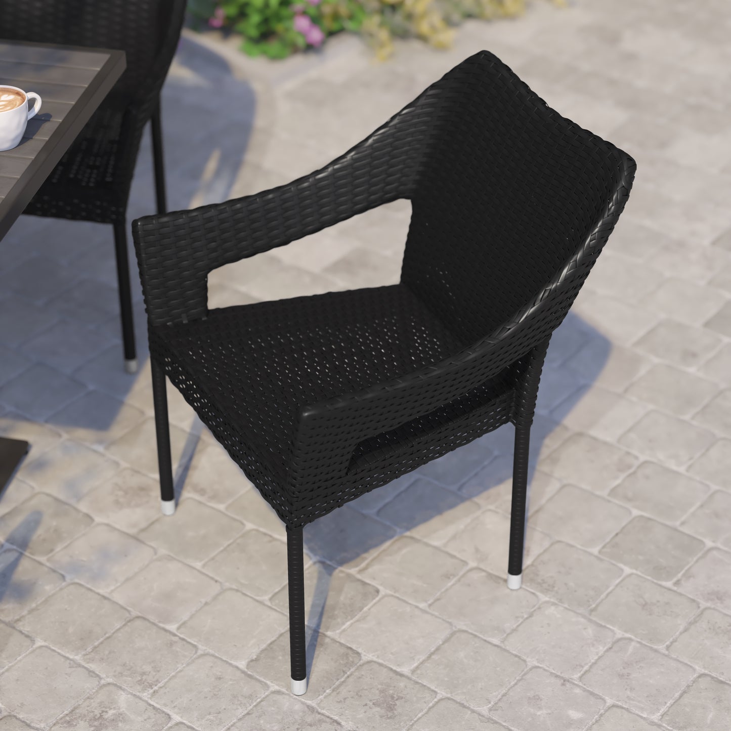 Black Patio Stack Chair TT-TT02-BK-GG