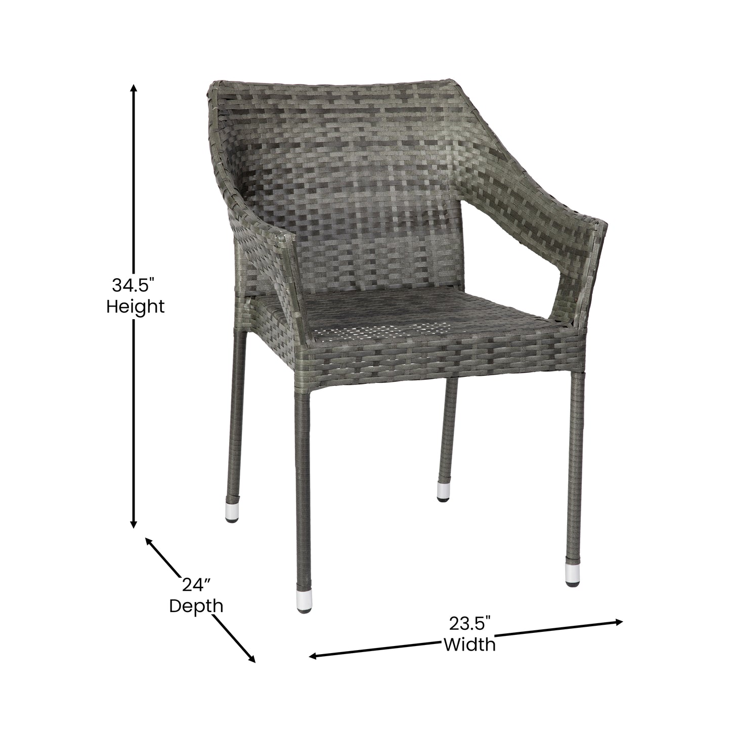 Gray Patio Stack Chair TT-TT02-GY-GG