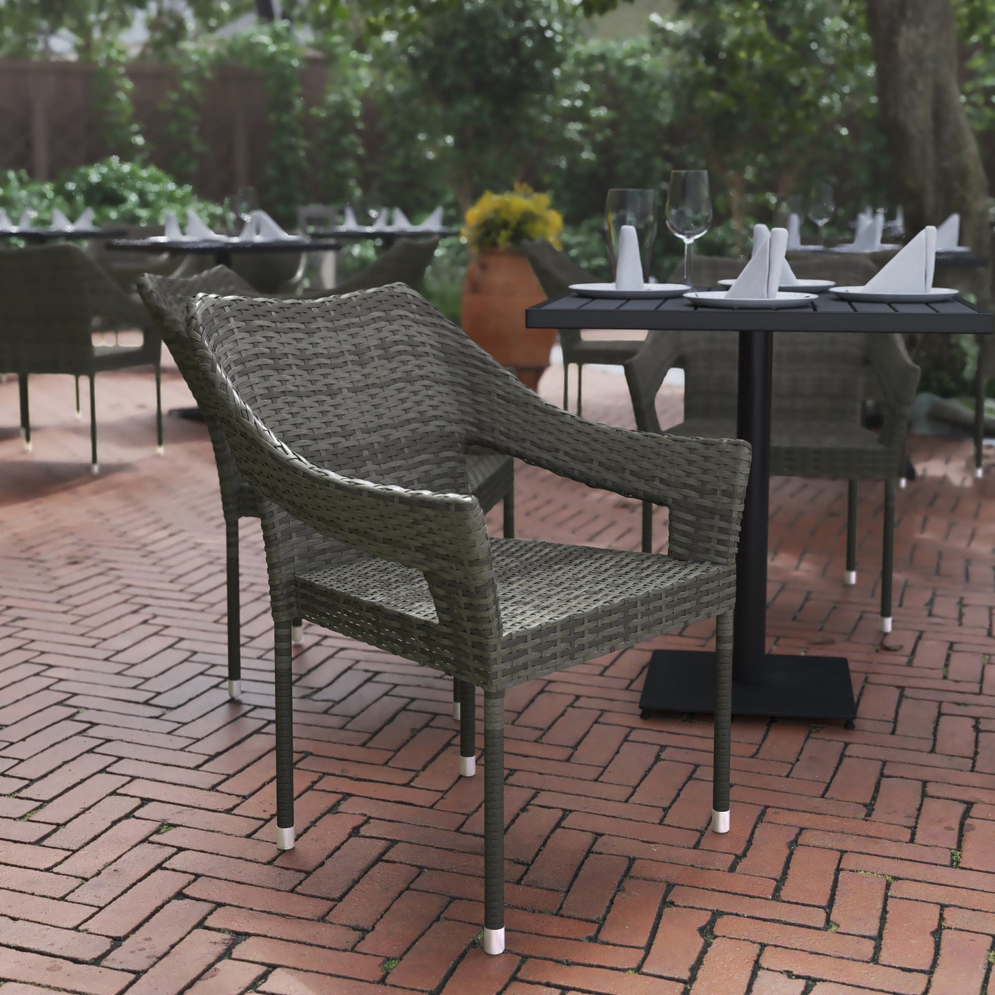 Gray Patio Stack Chair TT-TT02-GY-GG