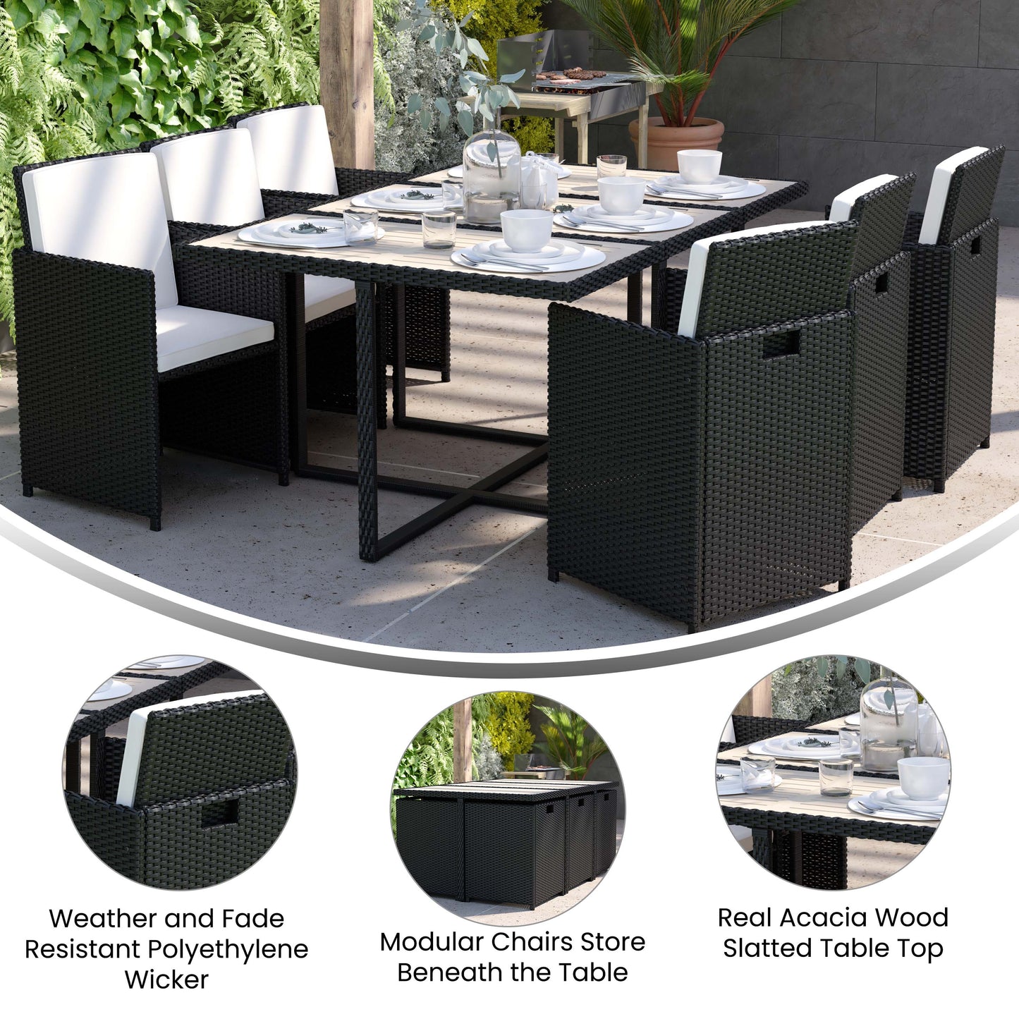 7 PC Gray/Black Patio Set TW-3WBE00-GY-GG