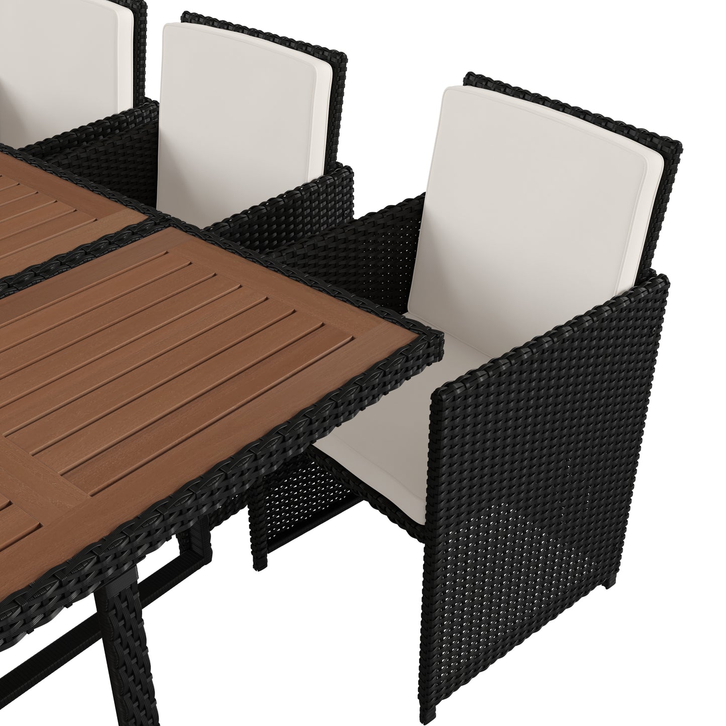 7 PC Natural/Black Patio Set TW-3WBE00-NAT-GG