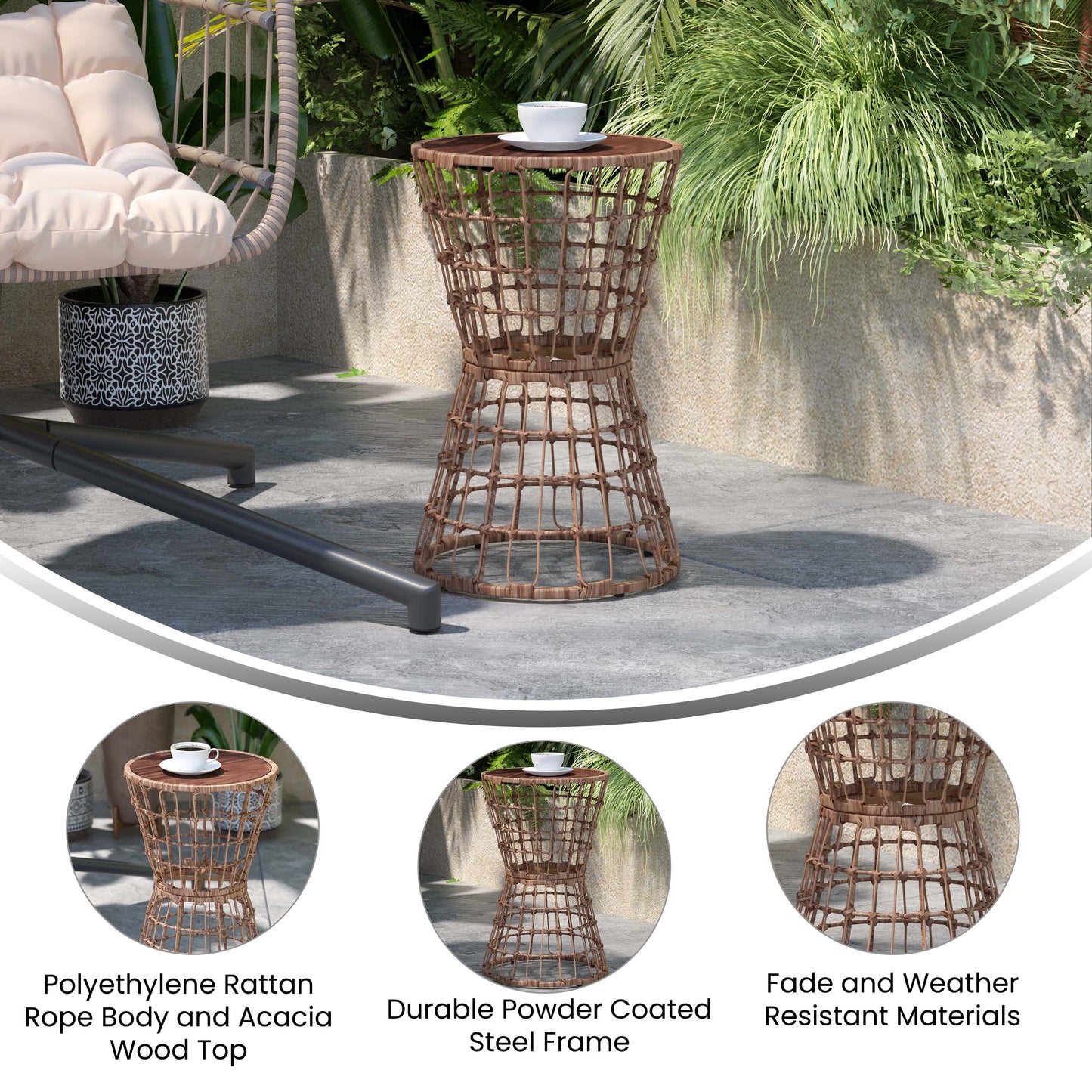 Natural Rattan Patio Table TW-VN015-16-NAT-GG