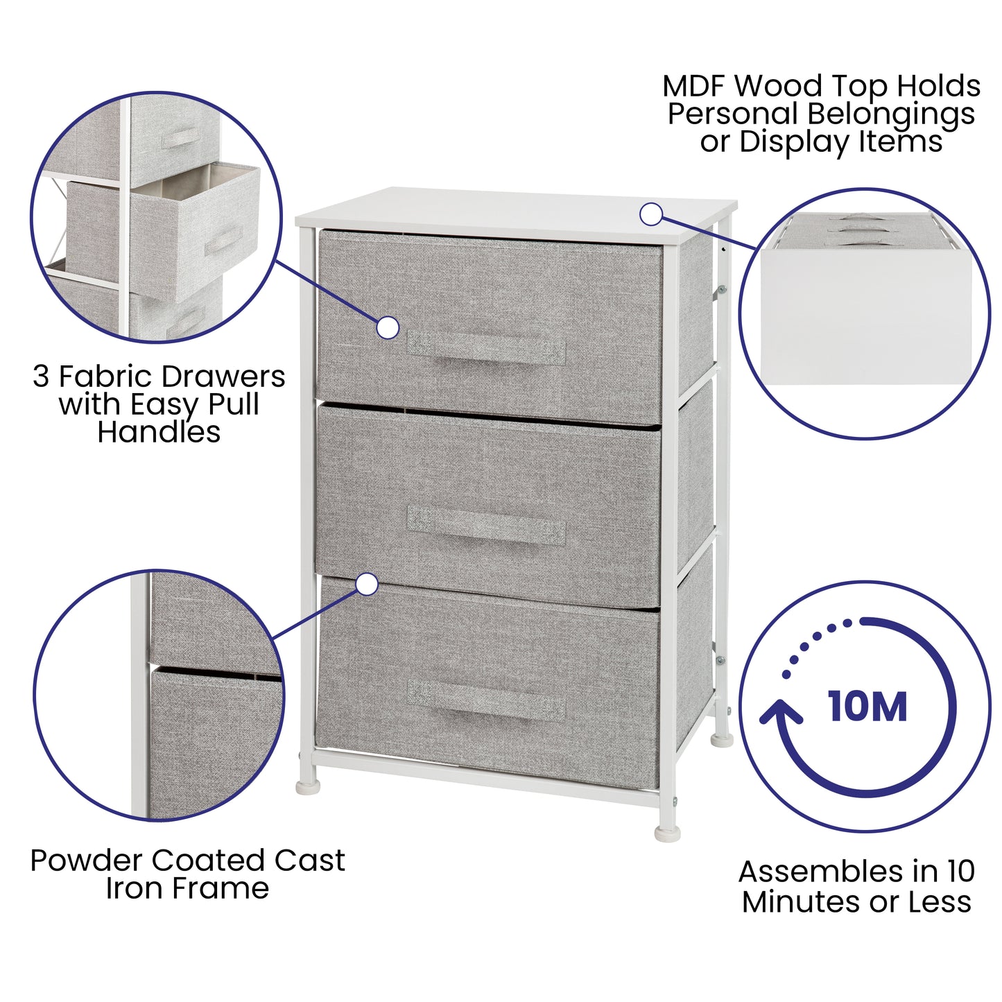 White/Gray Tall Organizer WX-5L20-X-WH-GR-GG