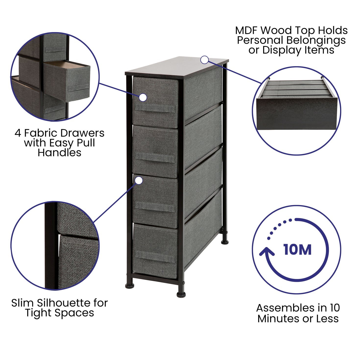 Black/Gray Tall Organizer WX-5L203-BK-GR-GG