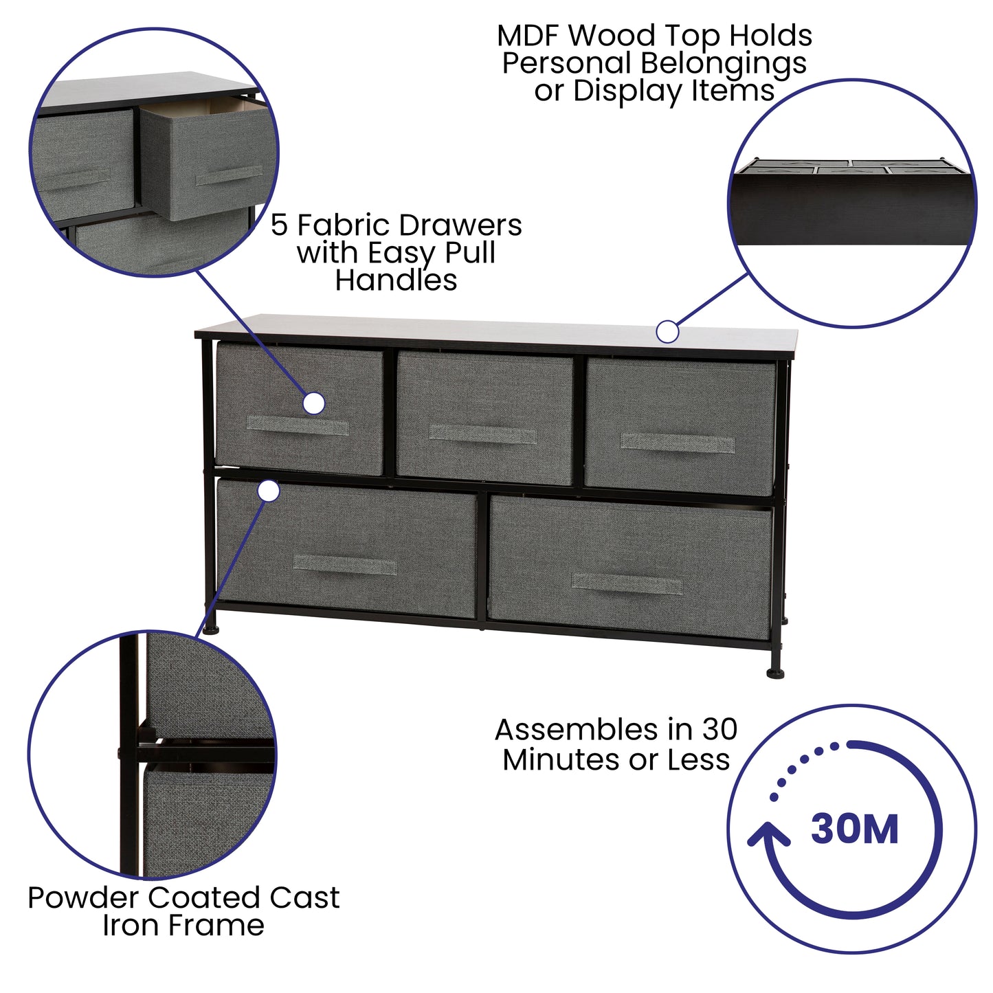 Black/Gray Chest Organizer WX-5L206-X-BK-GR-GG