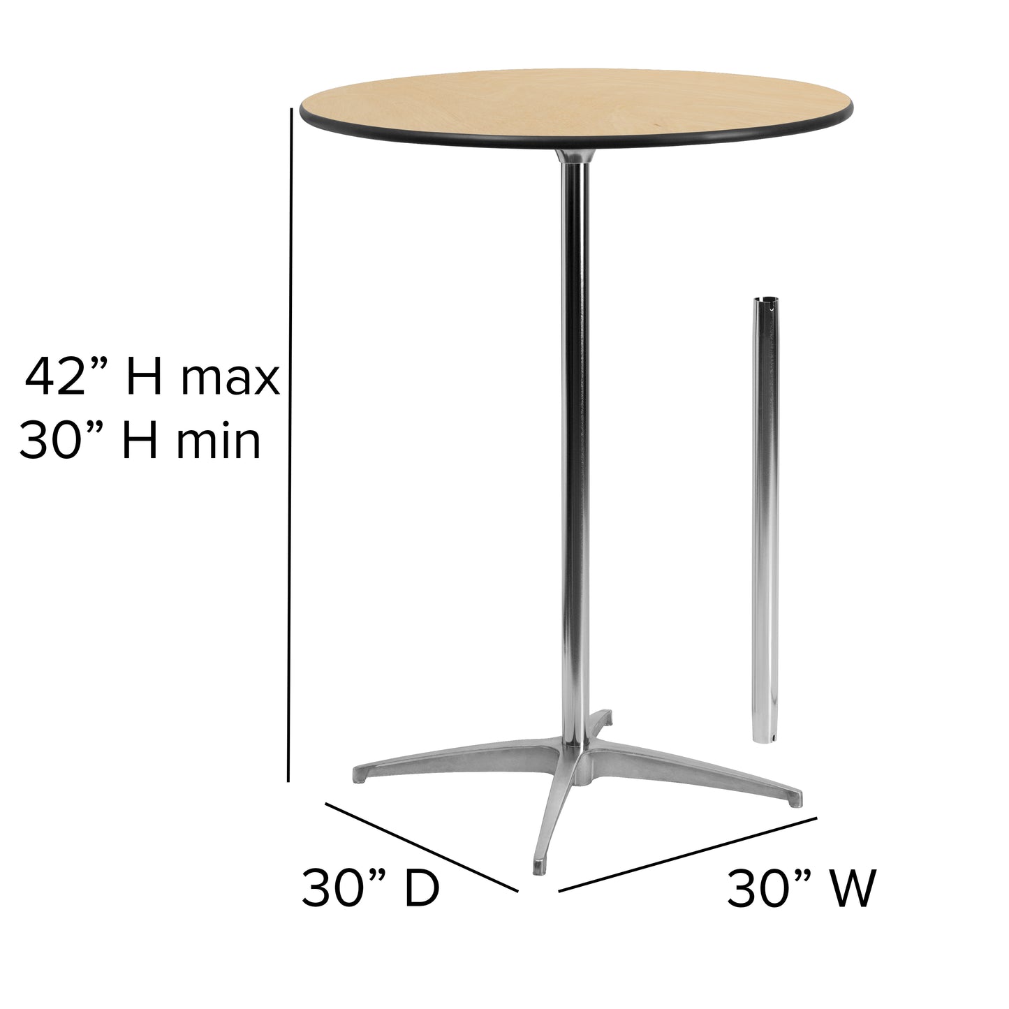 Adjustable Height Cocktail Table with 2 Columns (30" and 42")