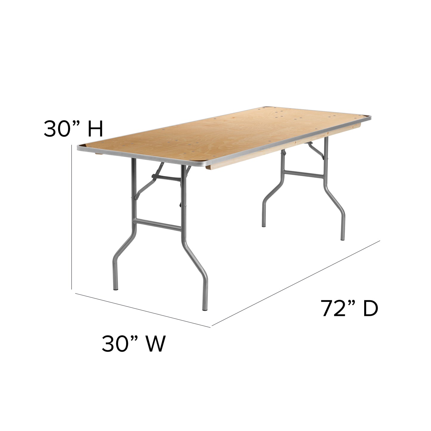 30x72 Wood Fold Table-Met Edge XA-3072-BIRCH-M-GG