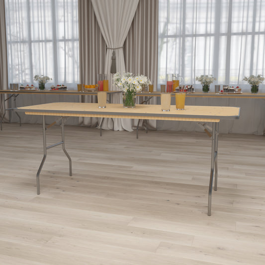 30x72 Wood Fold Table-Met Edge XA-3072-BIRCH-M-GG