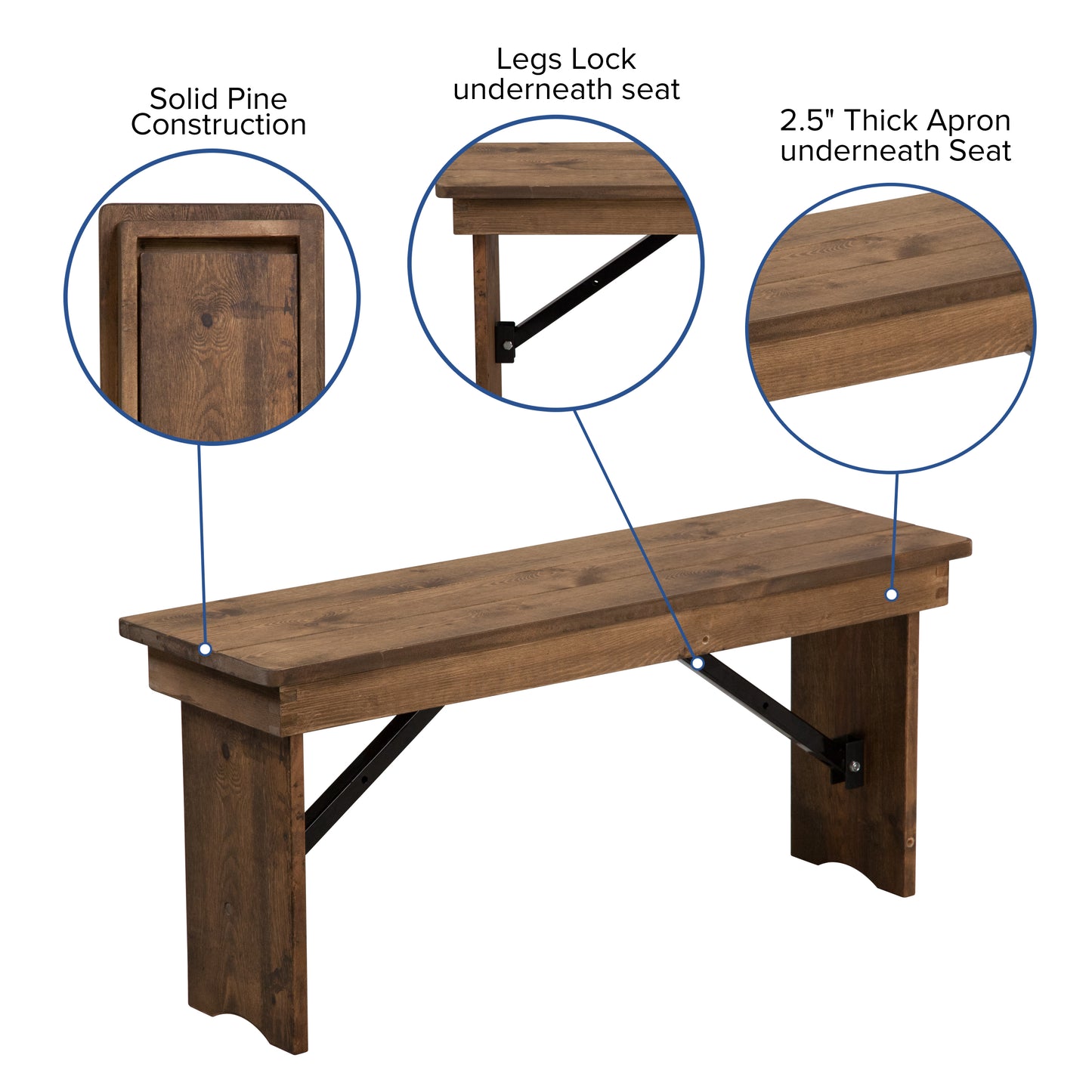 40"x12" Folding Farm Bench XA-B-40X12-GG