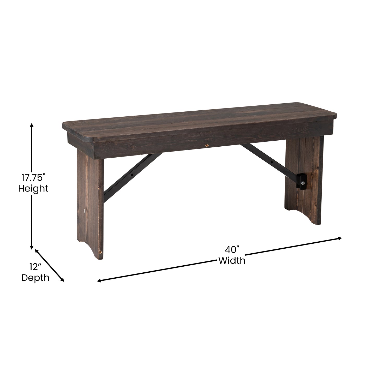 40"x12" Folding Farm Bench XA-B-40X12-MG-GG