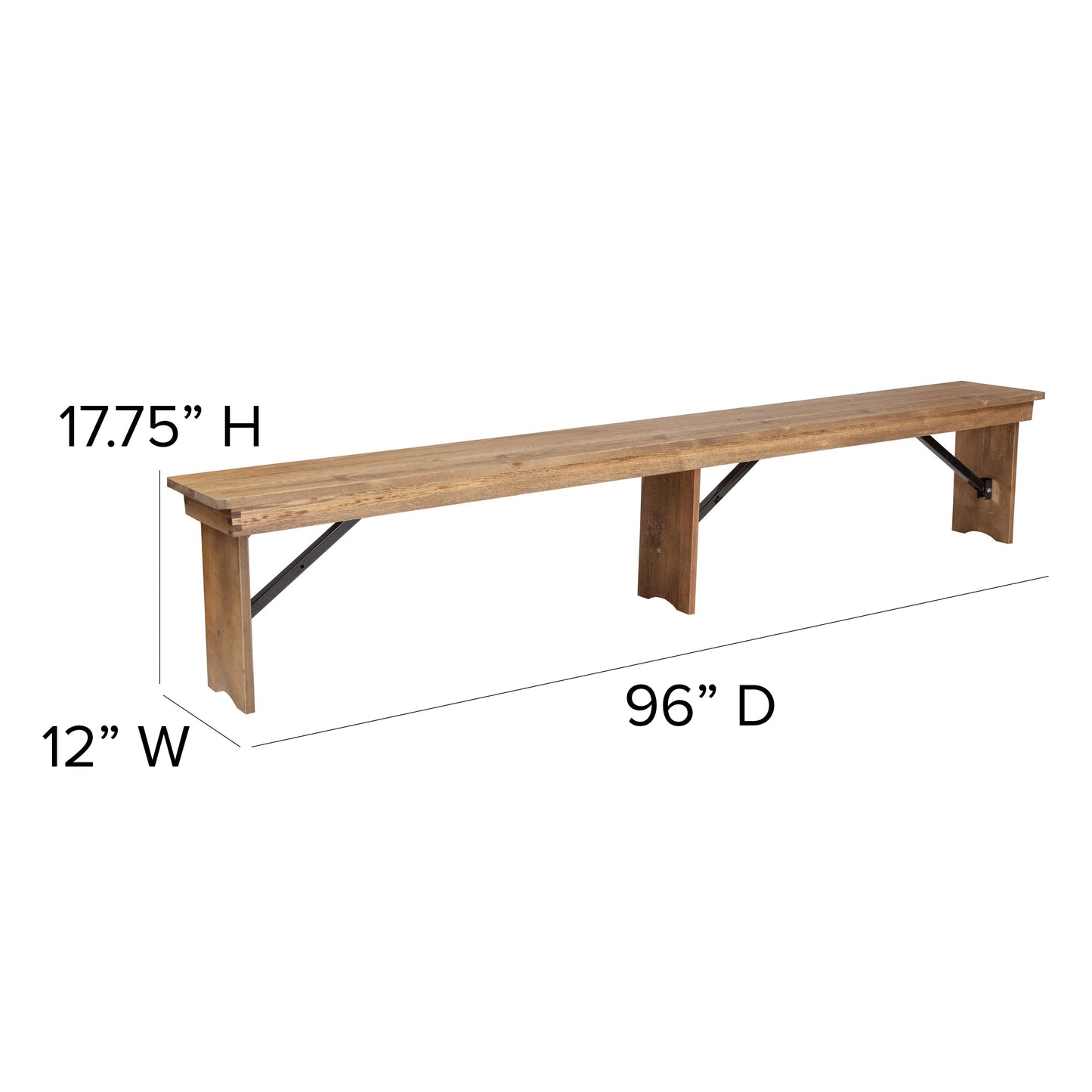 8'x12" Folding Farm Bench XA-B-96X12-L-GG