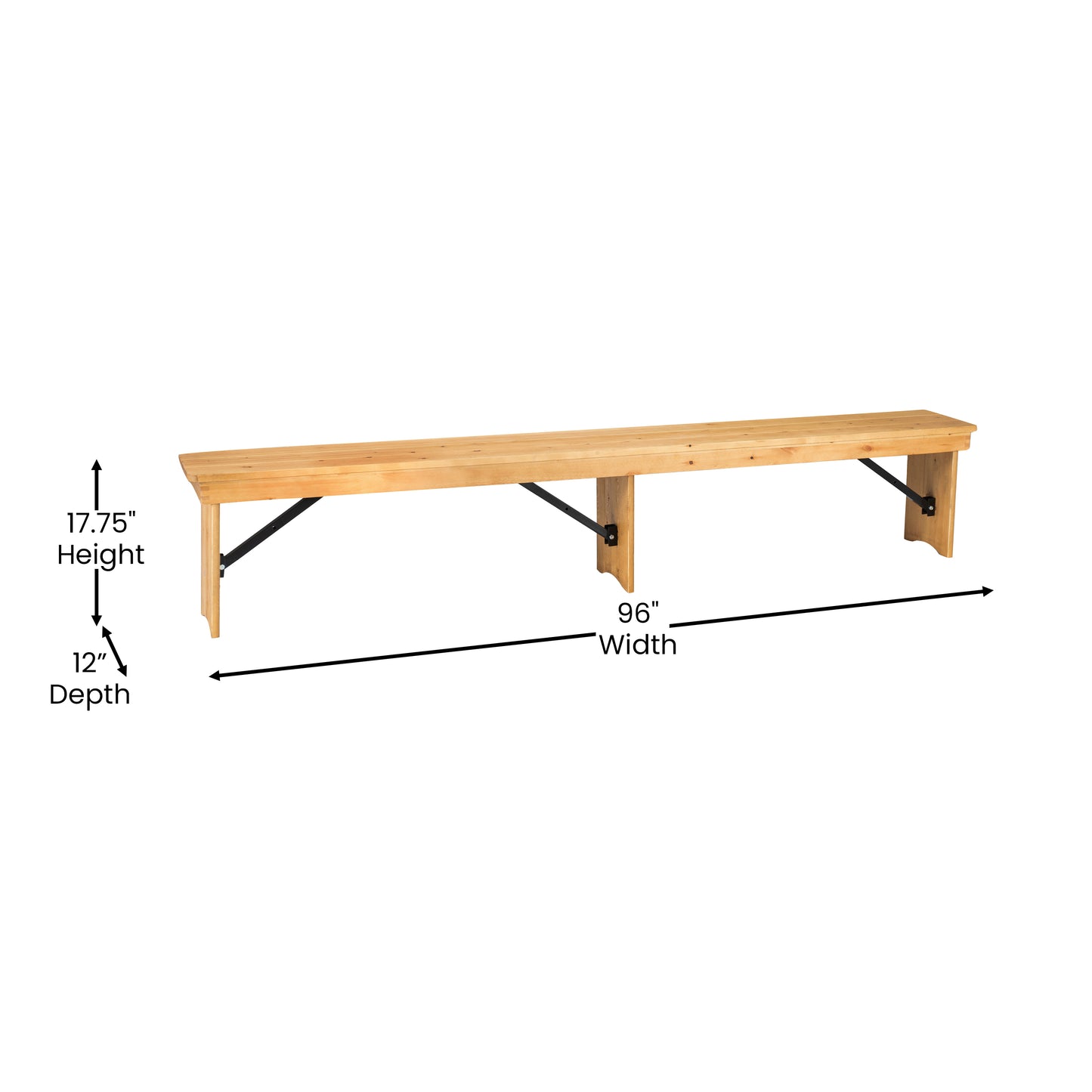 8'x12" Folding Farm Bench XA-B-96X12-L-LN-GG