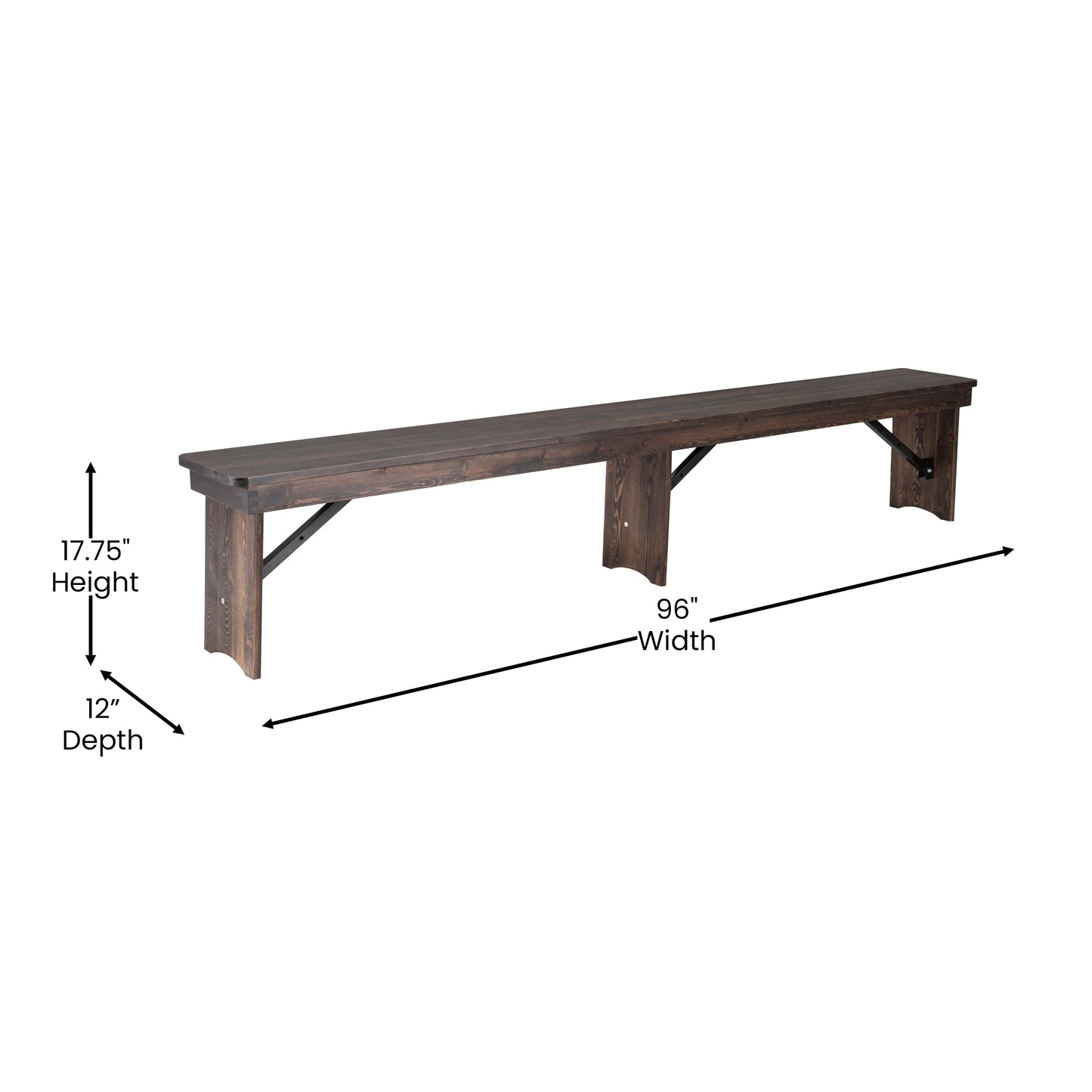 8'x12" Folding Farm Bench XA-B-96X12-L-MG-GG