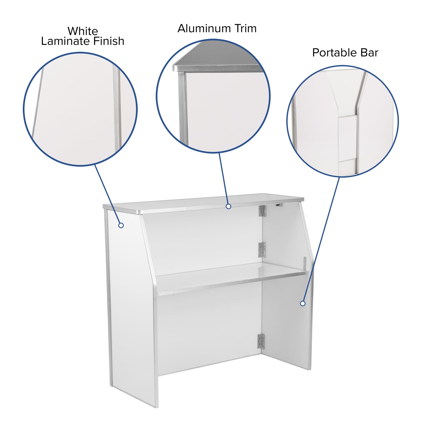 4' White Foldable Bar XA-BAR-48-WH-GG