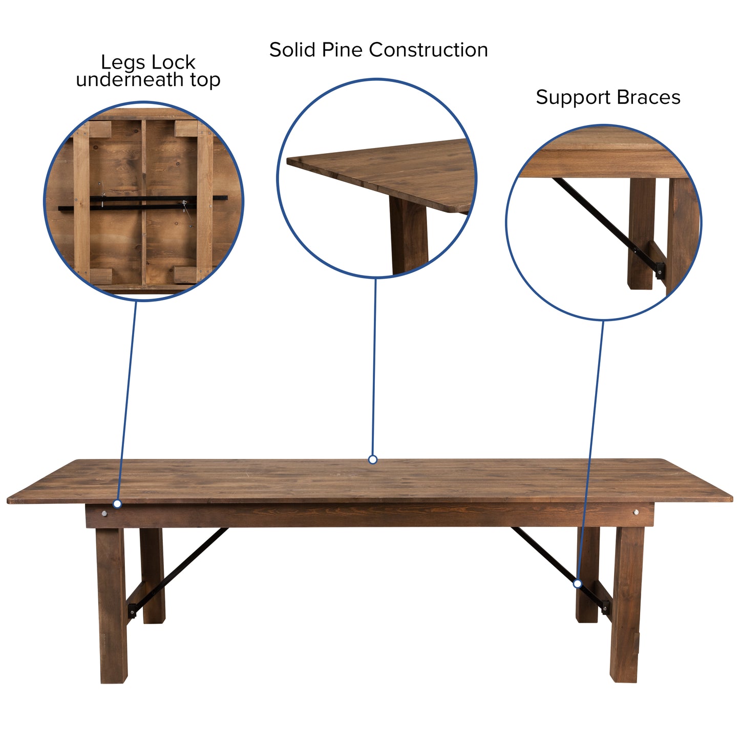 9'x40" Folding Farm Table XA-F-108X40-GG