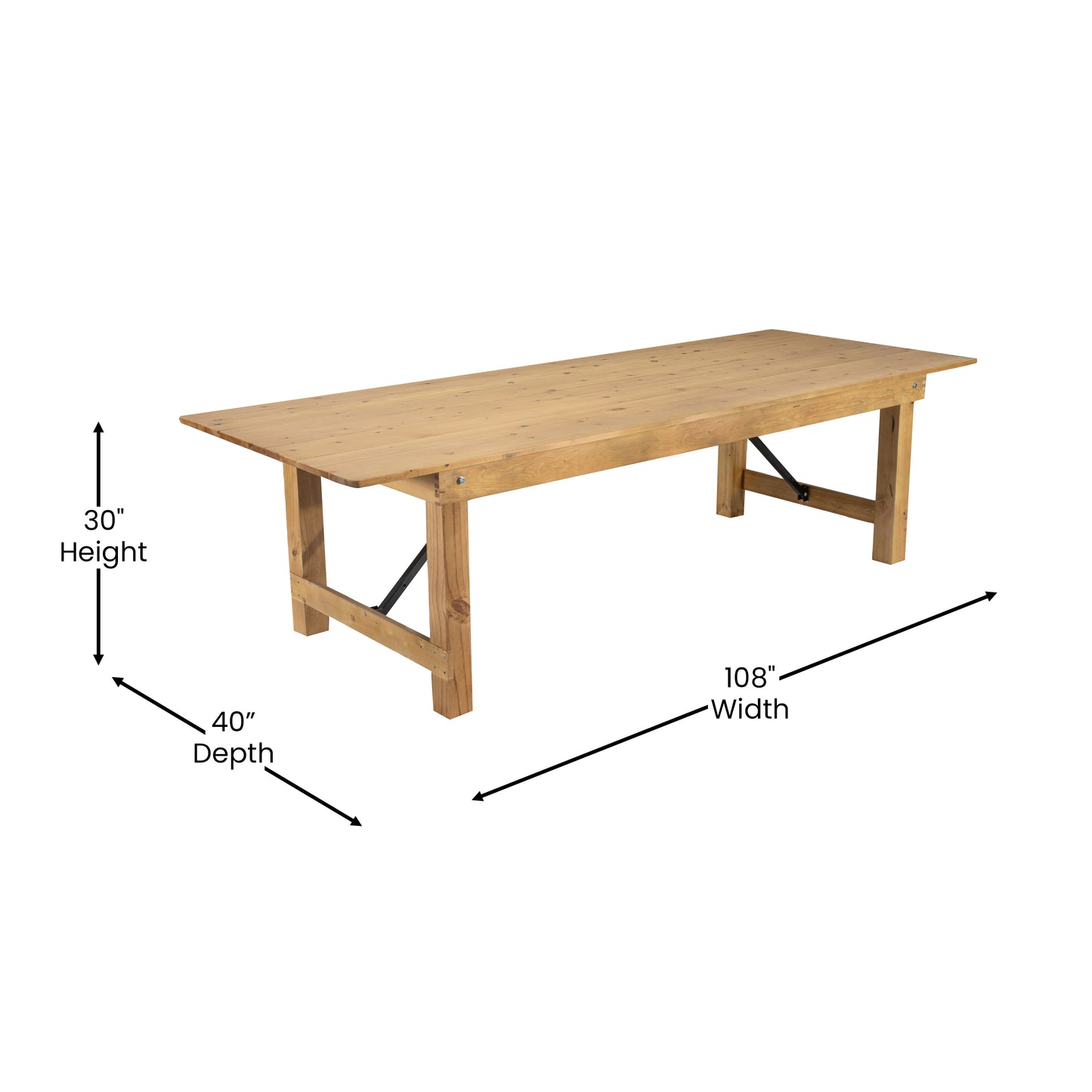 9'x40" Folding Farm Table XA-F-108X40-LN-GG