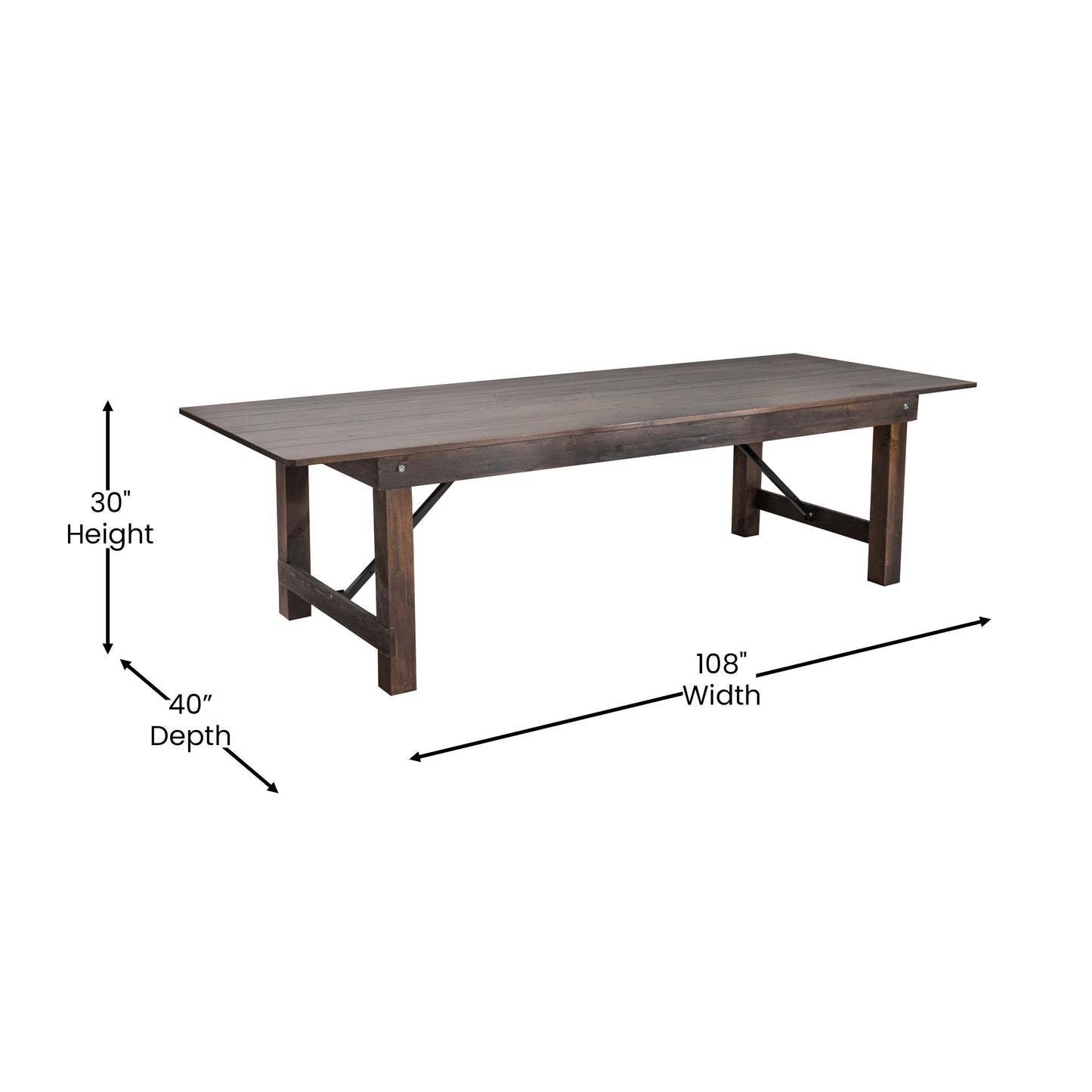 9'x40" Folding Farm Table XA-F-108X40-MG-GG