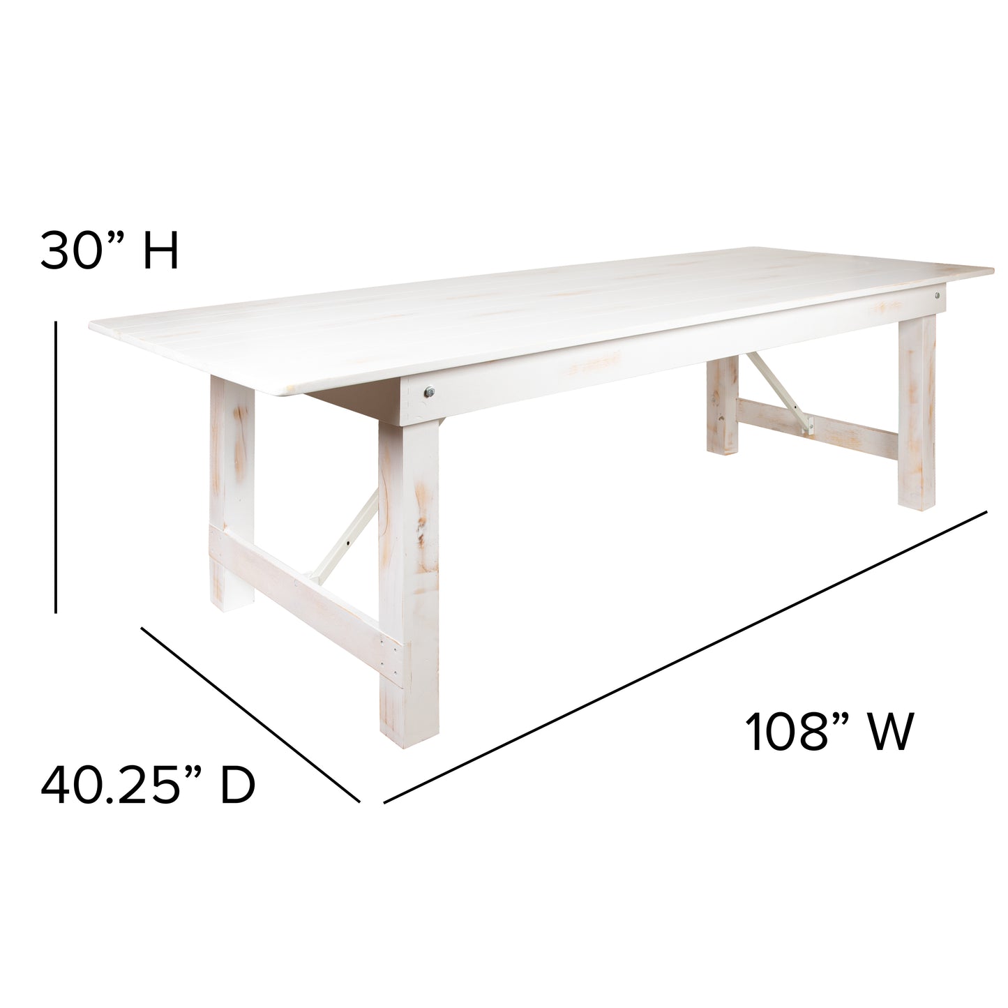 9'x40" White Farm Table XA-F-108X40-WH-GG