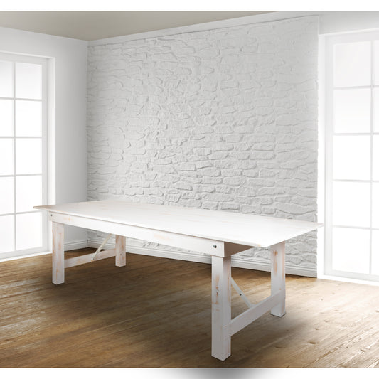 9'x40" White Farm Table XA-F-108X40-WH-GG