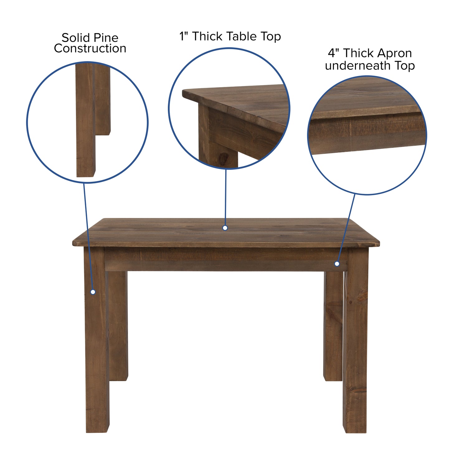 46x30 Rustic Farm Table XA-F-46X30-GG