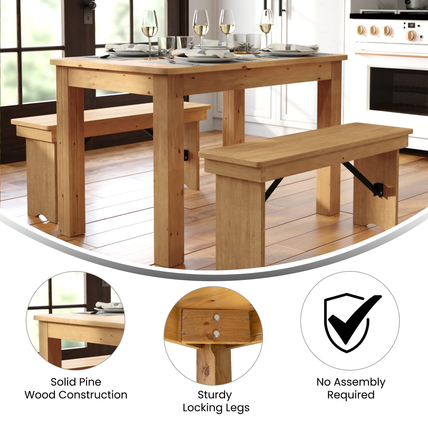 46x30 Natural Farm Table XA-F-46X30-LN-GG