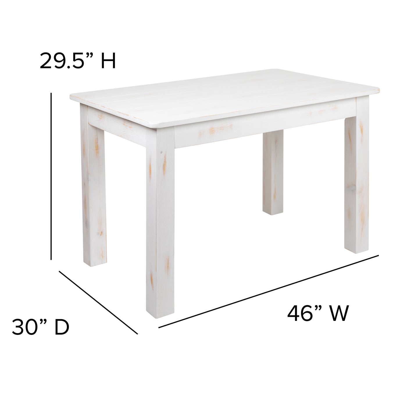 46x30 Rustic White Farm Table XA-F-46X30-WH-GG