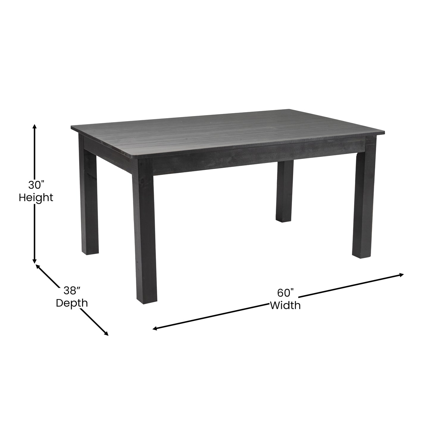 60x38 Black Wash Farm Table XA-F-60X38-BW-GG