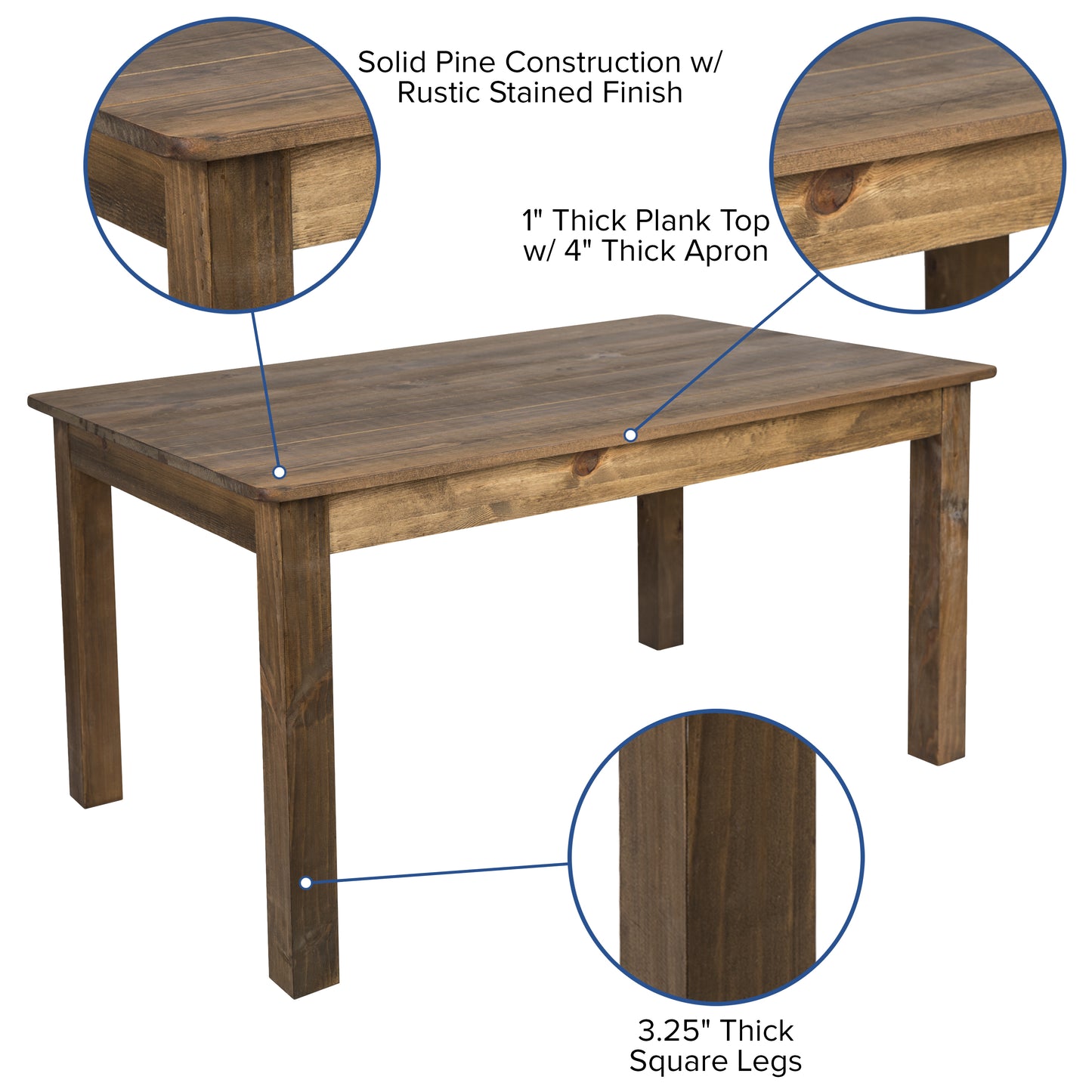 60x38 Rustic Farm Table XA-F-60X38-GG