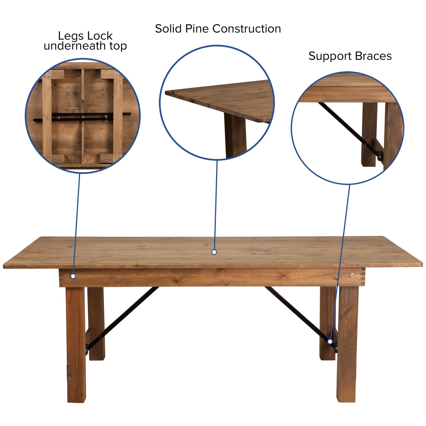 7'x40" Folding Farm Table XA-F-84X40-GG