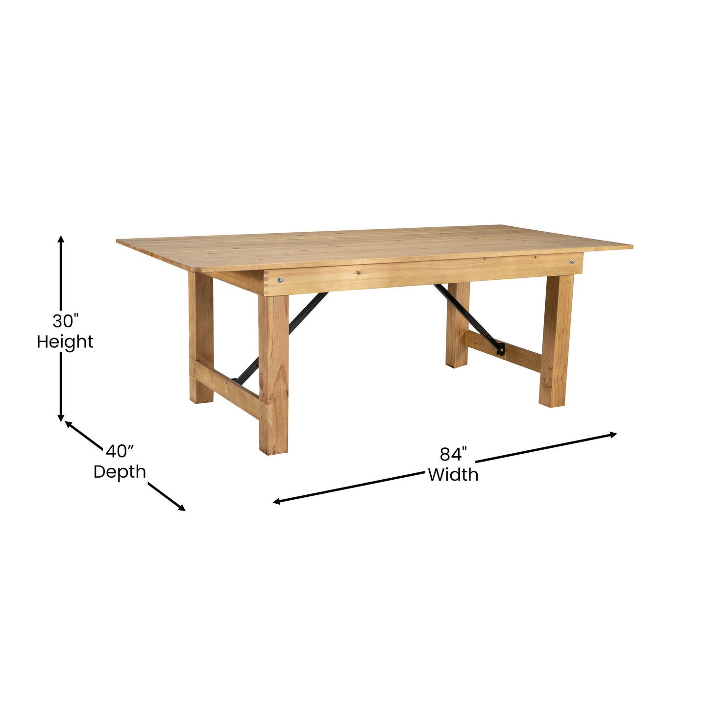 7'x40" Folding Farm Table XA-F-84X40-LN-GG