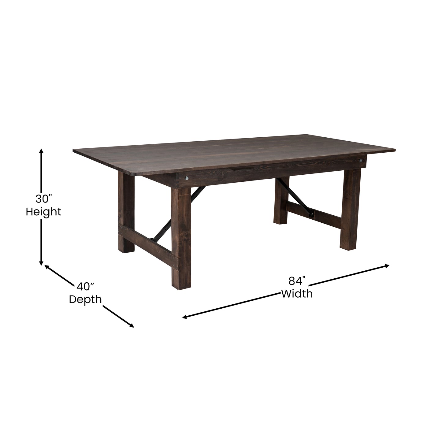 7'x40" Folding Farm Table XA-F-84X40-MG-GG