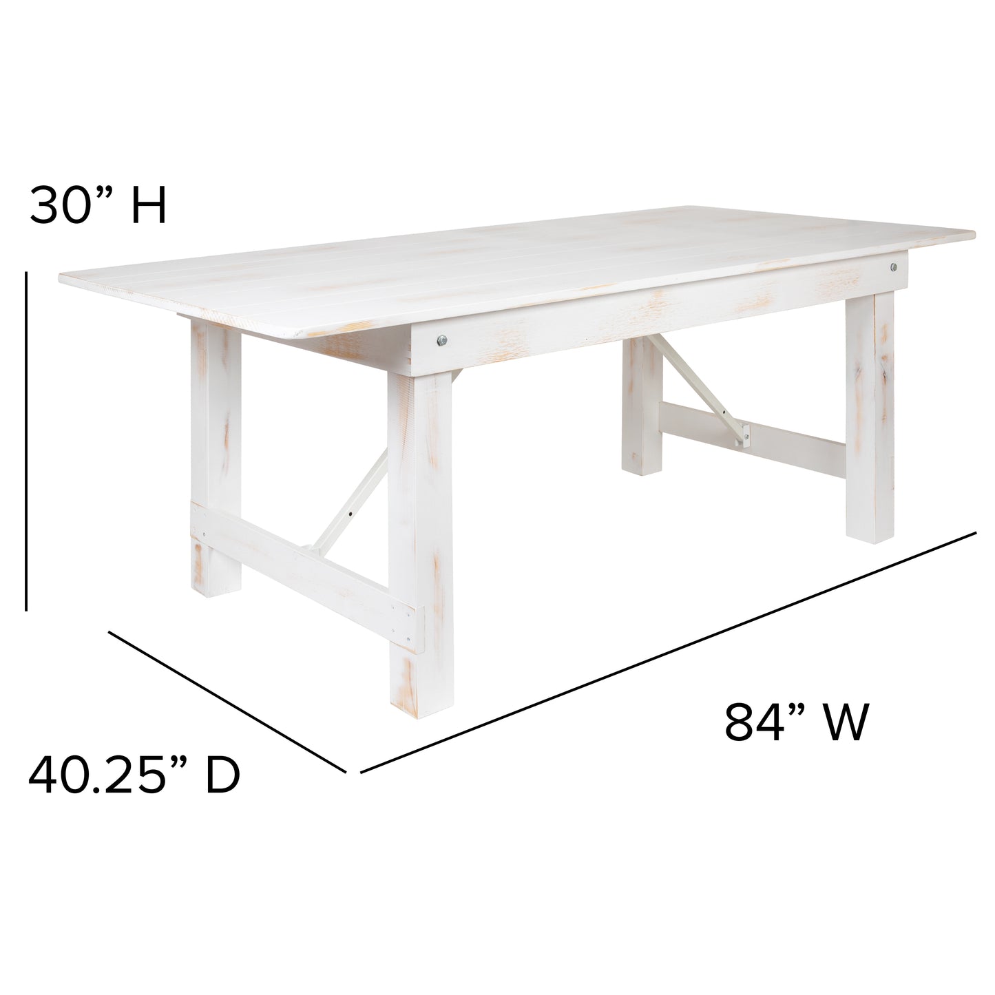 7'x40" White Farm Table XA-F-84X40-WH-GG