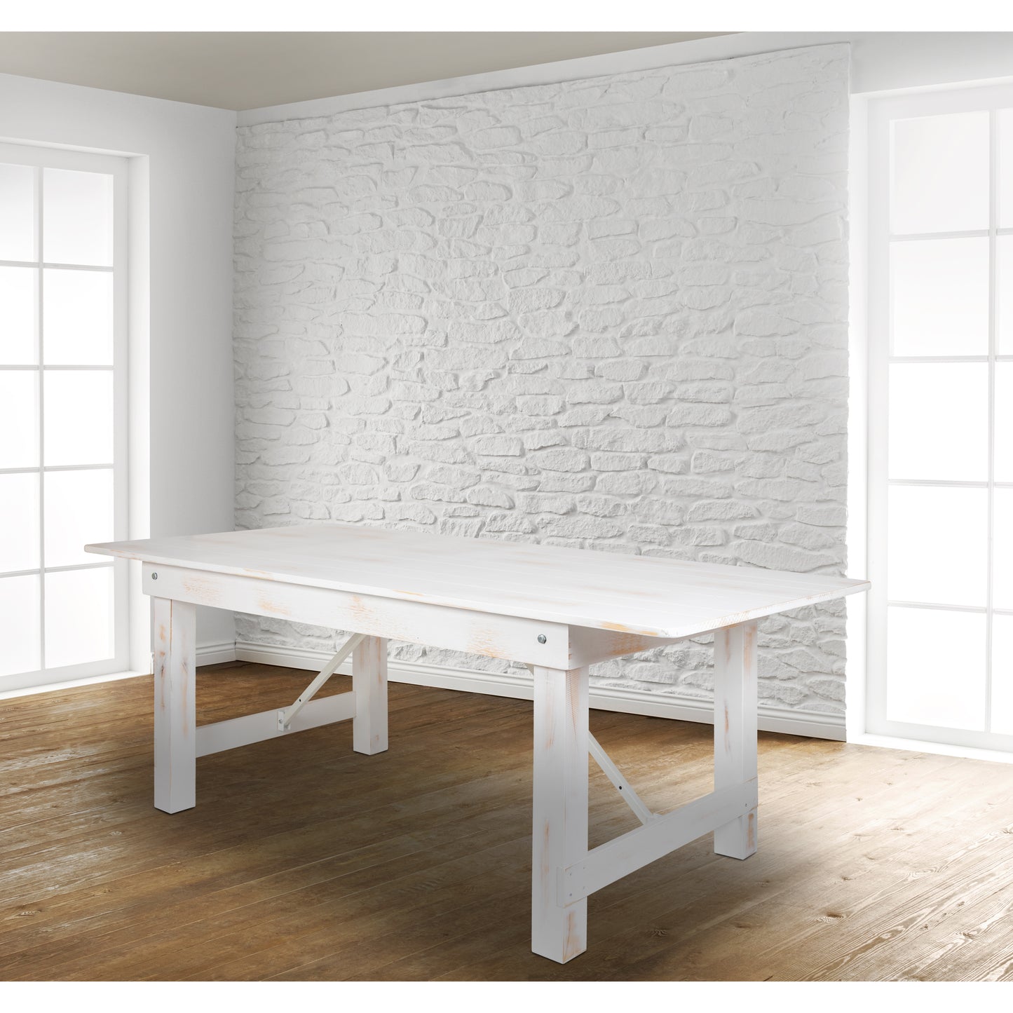 7'x40" White Farm Table XA-F-84X40-WH-GG