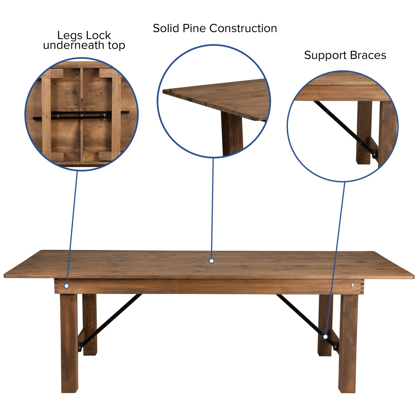 8'x40" Folding Farm Table XA-F-96X40-GG