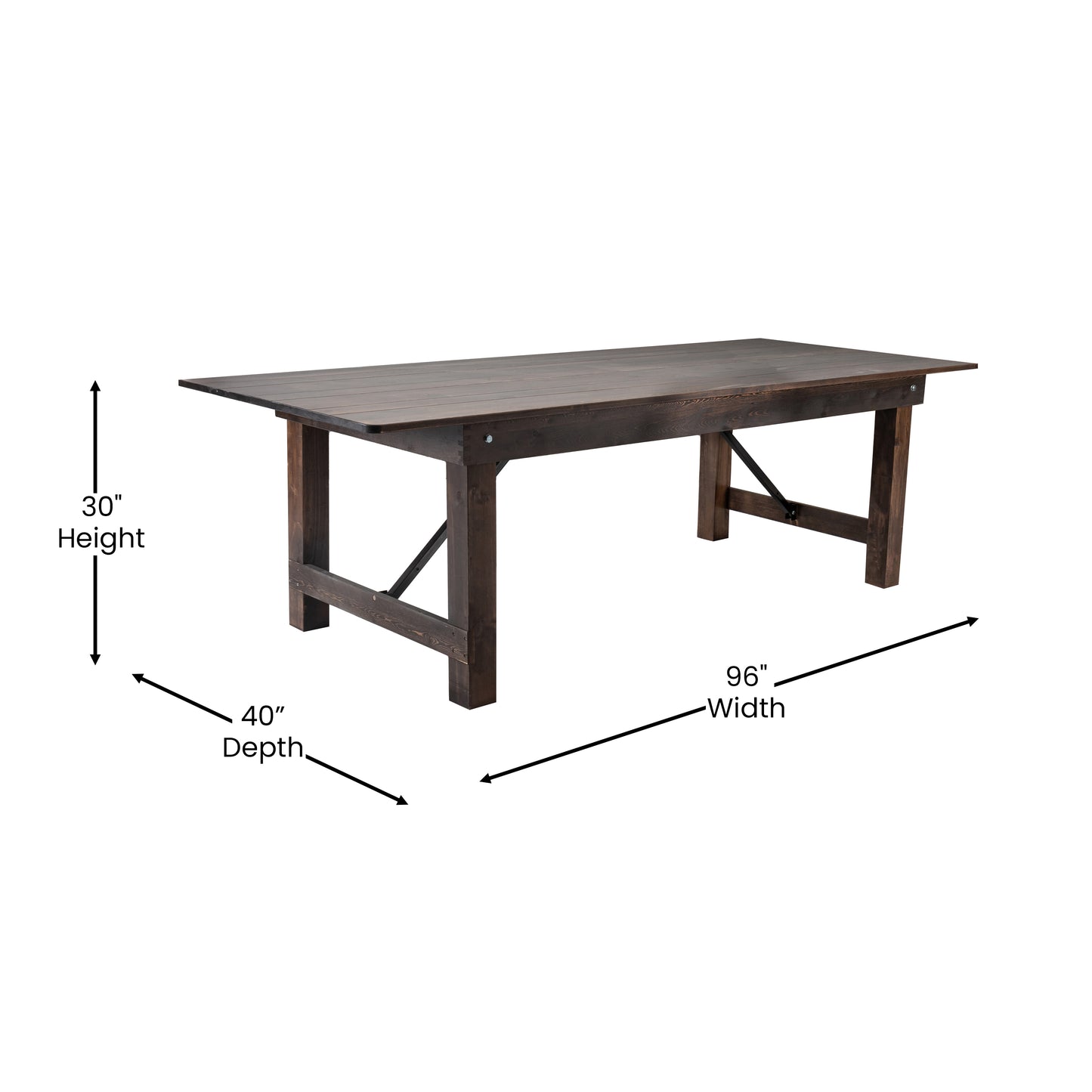 8'x40" Folding Farm Table XA-F-96X40-MG-GG