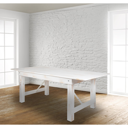 8'x40" White Farm Table XA-F-96X40-WH-GG