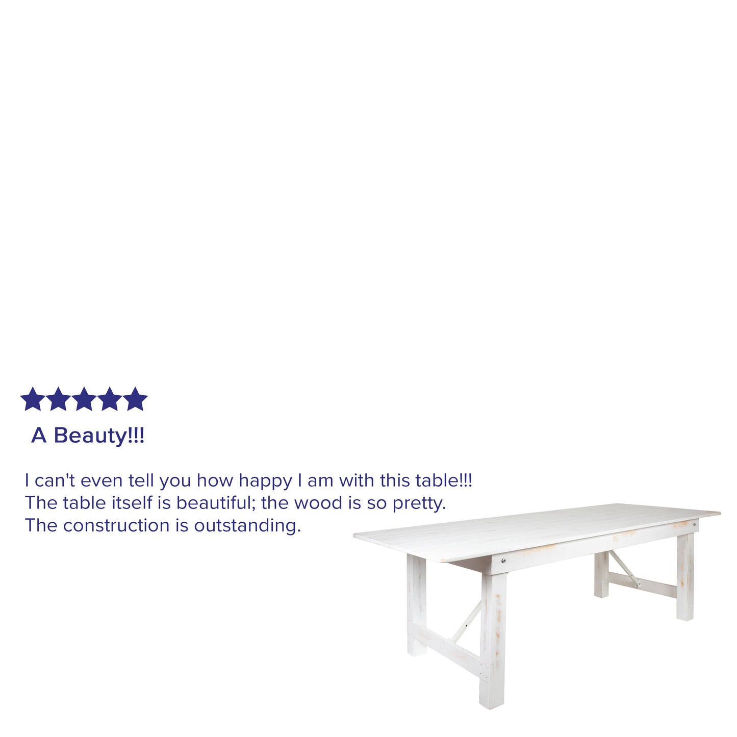 8'x40" White Farm Table XA-F-96X40-WH-GG