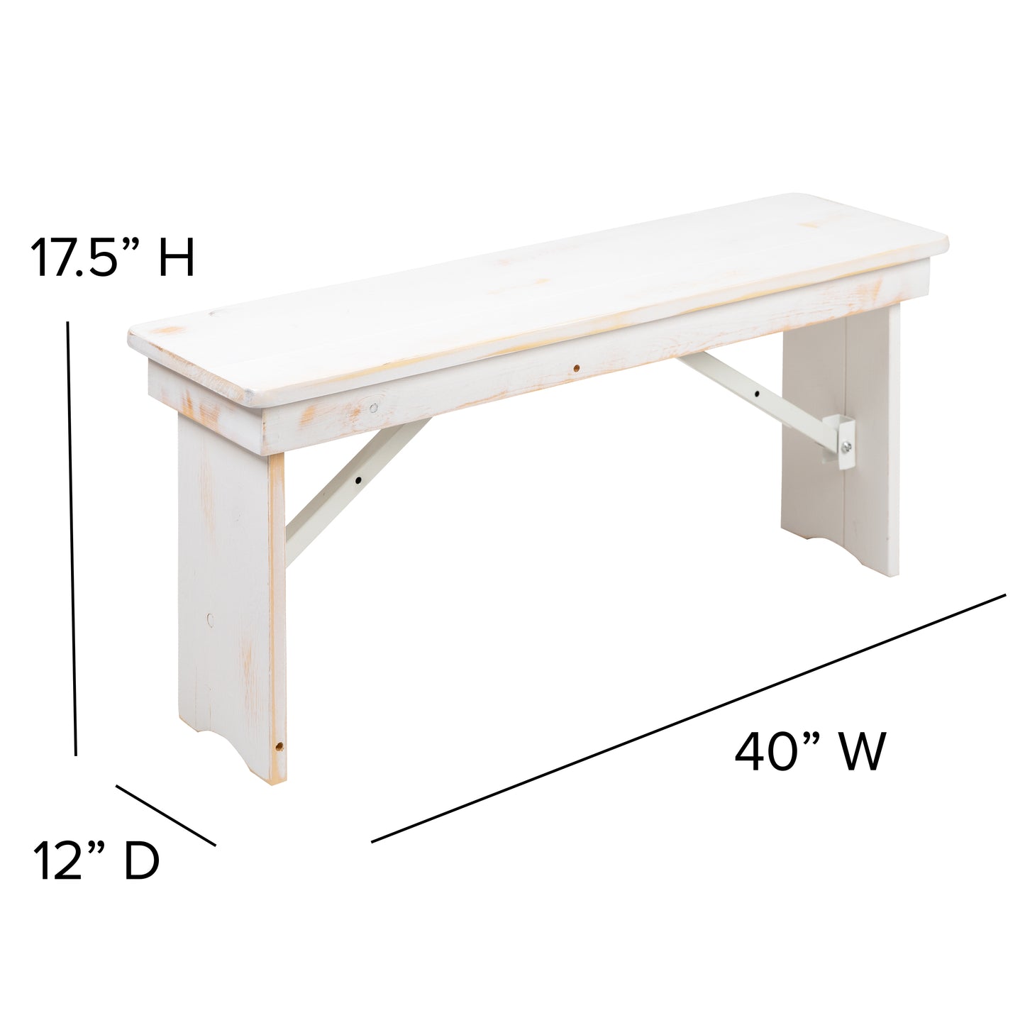 7'x40" White Table/4 Bench XA-FARM-1-WH-GG