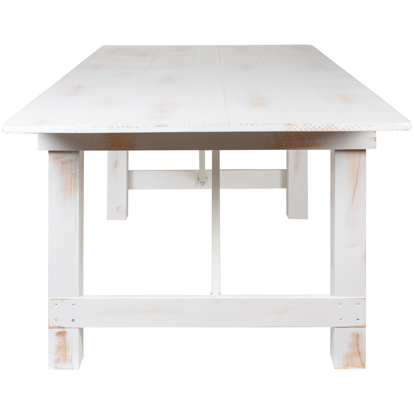 7'x40" White Table/4 Bench XA-FARM-1-WH-GG