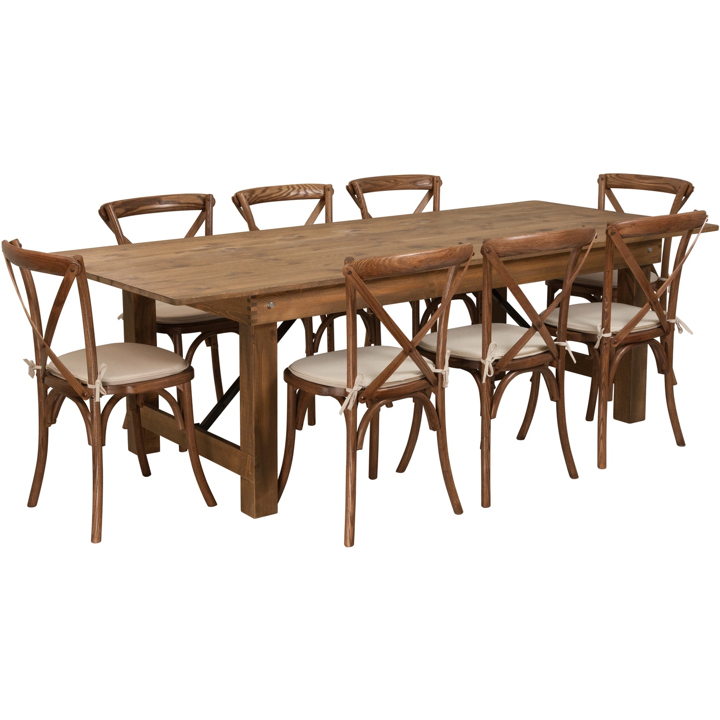 8'x40" Farm Table/8 Chair Set XA-FARM-12-GG