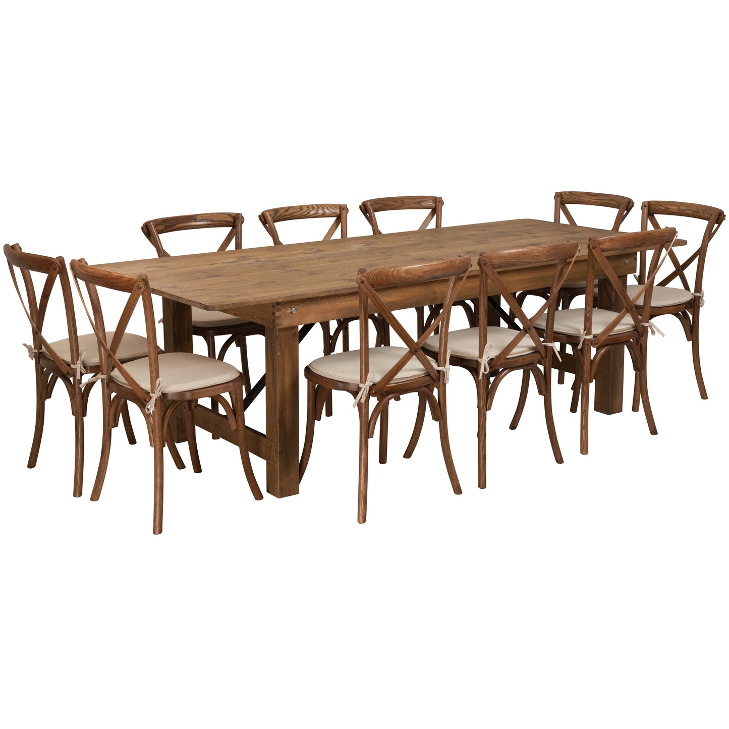 8'x40" Farm Table/10 Chair Set XA-FARM-13-GG