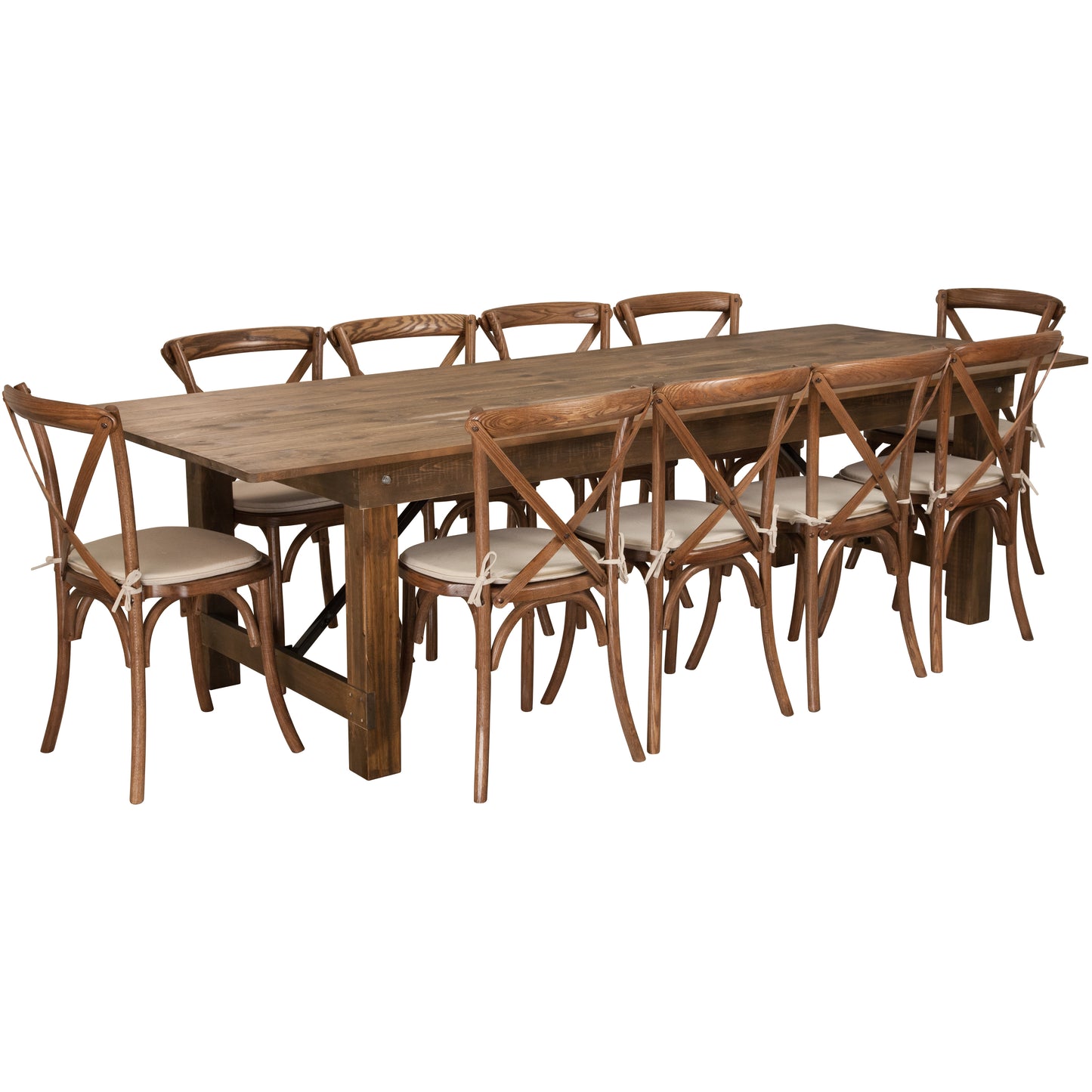 9'x40" Farm Table/10 Chair Set XA-FARM-15-GG