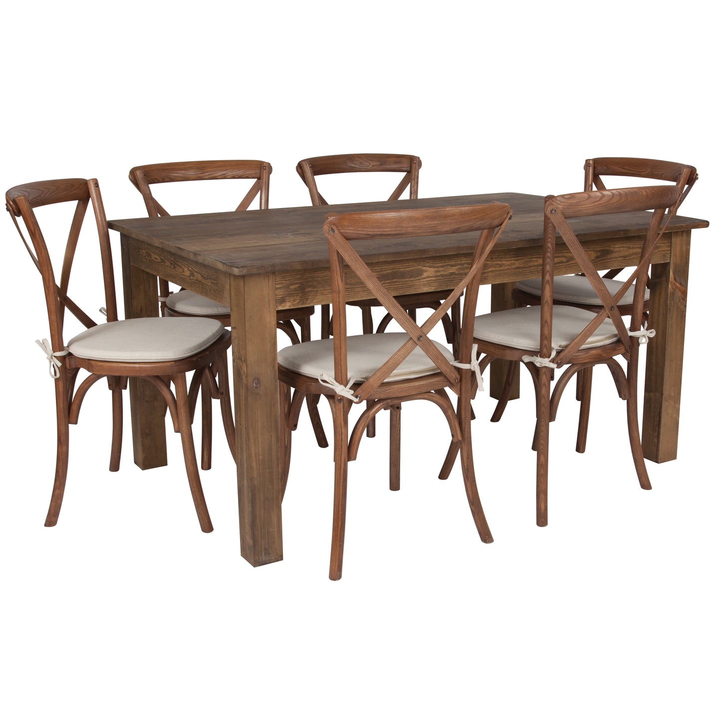 60x38 Farm Table/6 Chair Set XA-FARM-19-GG